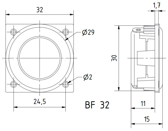 Visaton K 50 WP Haut-Parleur Large Bande 2W 8Ω 84dB 180Hz-17kHz Ø5cm